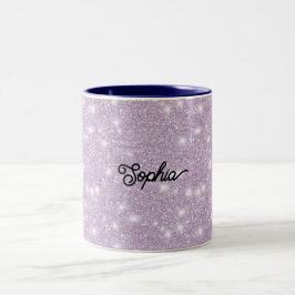 Meisjesachtige Lavendel Glitter Schitter Verjaarda Tweekleurige Koffiemok