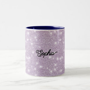 Meisjesachtige Lavendel Glitter Schitter Verjaarda Tweekleurige Koffiemok