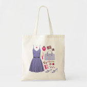 Meisjesachtige lavendel paarse mode set tote bag (Voorkant)