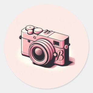 Meisjesachtige Licht Roze Camera Fotografie Persoo Ronde Sticker