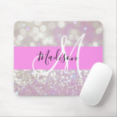 Meisjesachtige lila glans glitter glinstering mono muismat (Met muis)