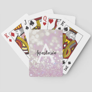Meisjesachtige lila glans glitter glinstering mono pokerkaarten