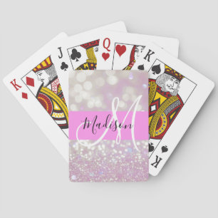 Meisjesachtige lila glans glitter glinstering mono pokerkaarten