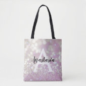 Meisjesachtige lila glans glitter glinstering mono tote bag (Voorkant)