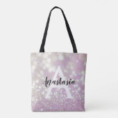 Meisjesachtige lila glans glitter glinstering mono tote bag (Achterkant)