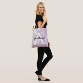 Meisjesachtige lila glans glitter glinstering mono tote bag (Op model)