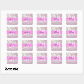 Meisjesachtige lila glans glitter glinstering mono vierkante sticker (Vel)