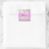 Meisjesachtige lila glans glitter glinstering mono vierkante sticker (Tas)