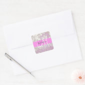Meisjesachtige lila glans glitter glinstering mono vierkante sticker (Envelop)