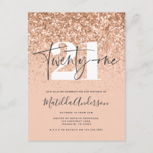 Meisjesachtige moderne perzik glitters typografie  briefkaart