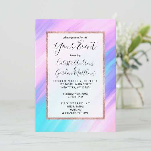 Meisjesachtige moderne roze blauwe paarse verf veg kaart (Staand voorkant)