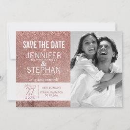 Meisjesachtige moderne roze gouden glansfolie Save The Date