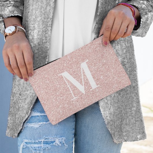 Meisjesachtige moderne serif gemonogrammeerde roze etui