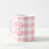 Meisjesachtige mok met monogram | Roze geruit (Voorkant links)