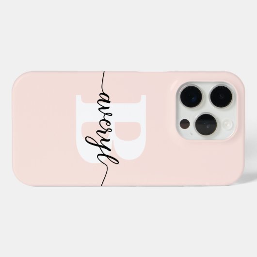 Meisjesachtige Monogram Roze Roze Script Monogram  Case-Mate iPhone Case (Achterkant (horizontaal))