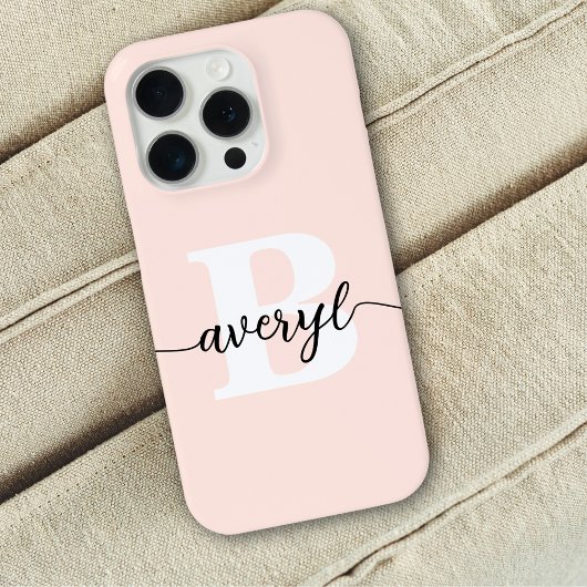 Meisjesachtige Monogram Roze Roze Script Monogram Case-Mate iPhone Case