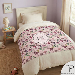 Meisjesachtige monogram tuinhummingbird fleece dek deken