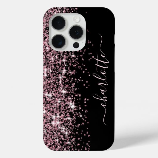 Meisjesachtige Naam Glitterende Roze Glitter Rand  Case-Mate iPhone Case (Achterkant)