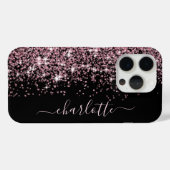 Meisjesachtige Naam Glitterende Roze Glitter Rand  Case-Mate iPhone Case (Achterkant (horizontaal))