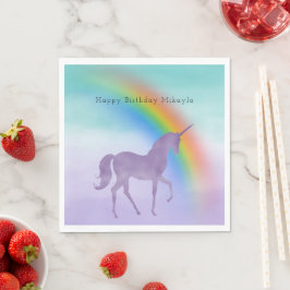 Meisjesachtige Paarse Eenhoorn Regenboog Persoonli Servet