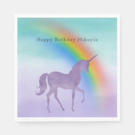 Meisjesachtige Paarse Eenhoorn Regenboog Persoonli Servet