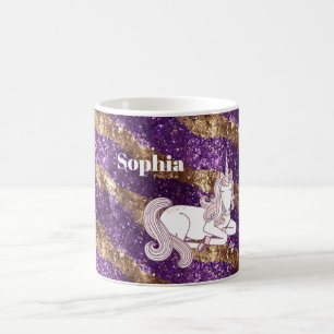 Meisjesachtige Paarse Gouden Glitter Eenhoorn Koffiemok