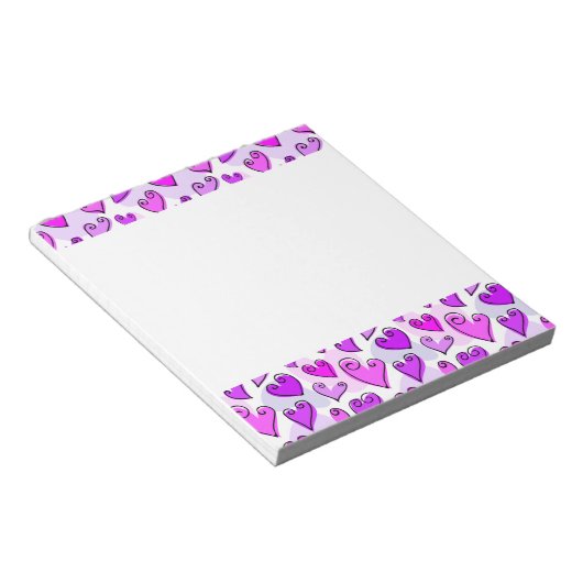 Meisjesachtige Paarse Hartjes Cute Romantische Val Notitieblok (Schuin)