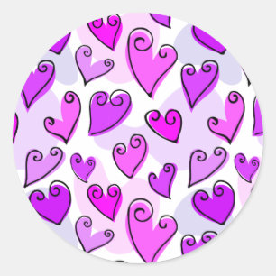Meisjesachtige Paarse Hartjes Mooie Romantische Va Ronde Sticker