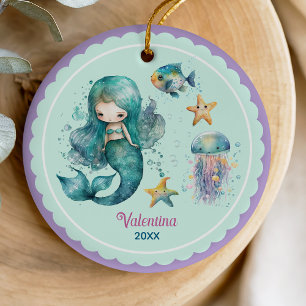 Meisjesachtige Paarse Oceaan Onderwater Zeemeermin Keramisch Ornament