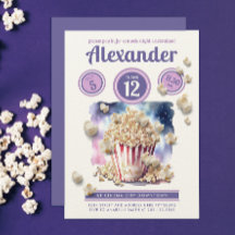 Meisjesachtige Paarse Popcorn Filmavond Bioscoop A