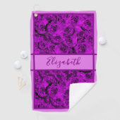 Meisjesachtige paarse rozenprint aangepaste naam d golfhanddoek (Insitu)