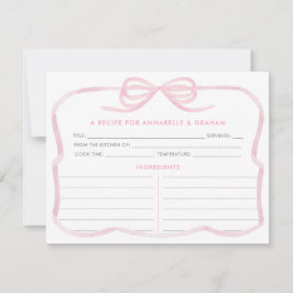 Meisjesachtige Pastel Roze Strik Bruiloftsreceptka Kaart