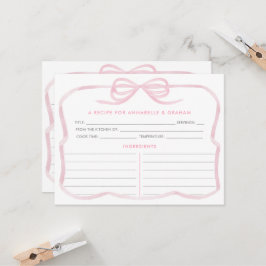 Meisjesachtige Pastel Roze Strik Bruiloftsreceptka Kaart