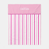 Meisjesachtige pastel roze witte strepen naam fleece deken (Voorkant)