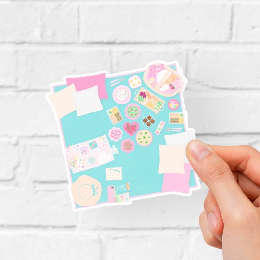 Meisjesachtige picknickdeken uitsnijding sticker