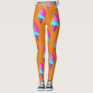 Meisjesachtige pop roze blauwe ijsjes patroon op o leggings