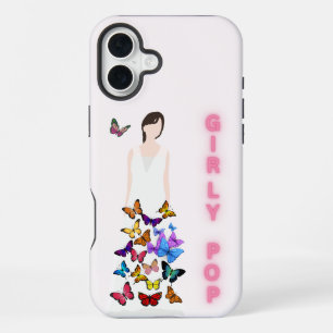 Meisjesachtige pop vlinder telefoonhoesje iPhone 16 plus hoesje