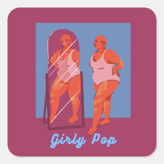 Meisjesachtige popstickers vierkante sticker (Voorkant)