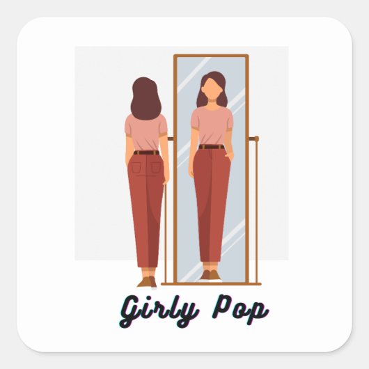 Meisjesachtige popstickers vierkante sticker (Voorkant)