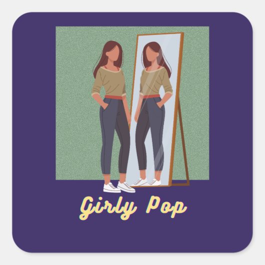 Meisjesachtige popstickers vierkante sticker (Voorkant)