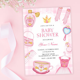 Meisjesachtige prinses baby shower kaart