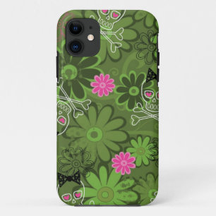 Meisjesachtige punk schedels op bloem camouflage a iPhone 11 hoesje