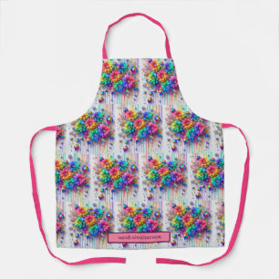 Meisjesachtige Regenboog Bloemen en Glitter Druppe Schort