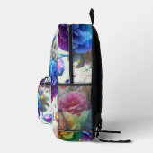 Meisjesachtige regenboog bloemen met glittersprenk bedrukte rugzak (Rechts)