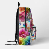 Meisjesachtige regenboog bloemen met glittersprenk bedrukte rugzak (Links)