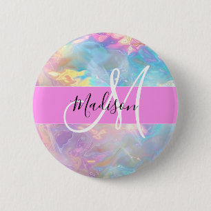 Meisjesachtige Regenboog Holografisch Iriserend Mo Ronde Button 5,7 Cm