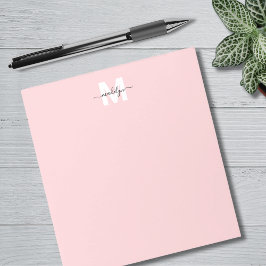 Meisjesachtige Roze Calligrafie Naam Monogram Notitieblok