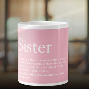 Meisjesachtige Roze Cool Fun Beste Ooit Zus Defini Grote Koffiekop