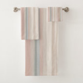 Meisjesachtige roze en mint moderne kuststreep bad handdoek (Insitu)