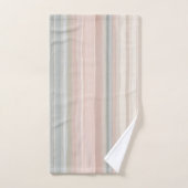 Meisjesachtige roze en mint moderne kuststreep bad handdoek (Handdoek)